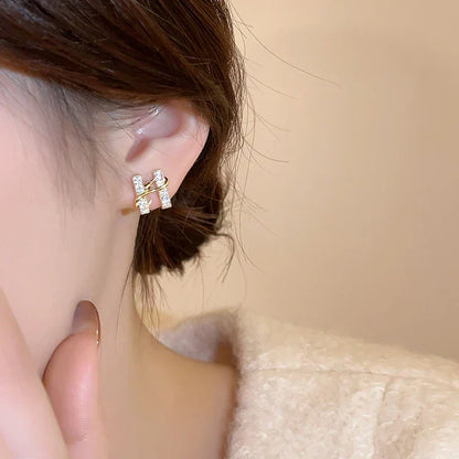 "Design Sense Gold Color Snake Wrapped Letters Stud Earrings"