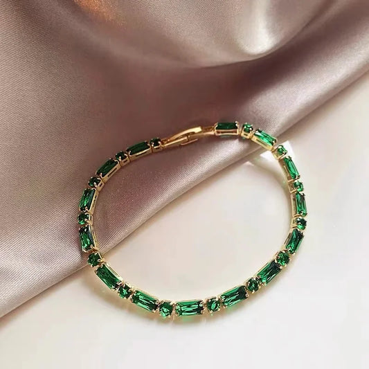 French Luxury Green Zircon Bracelet