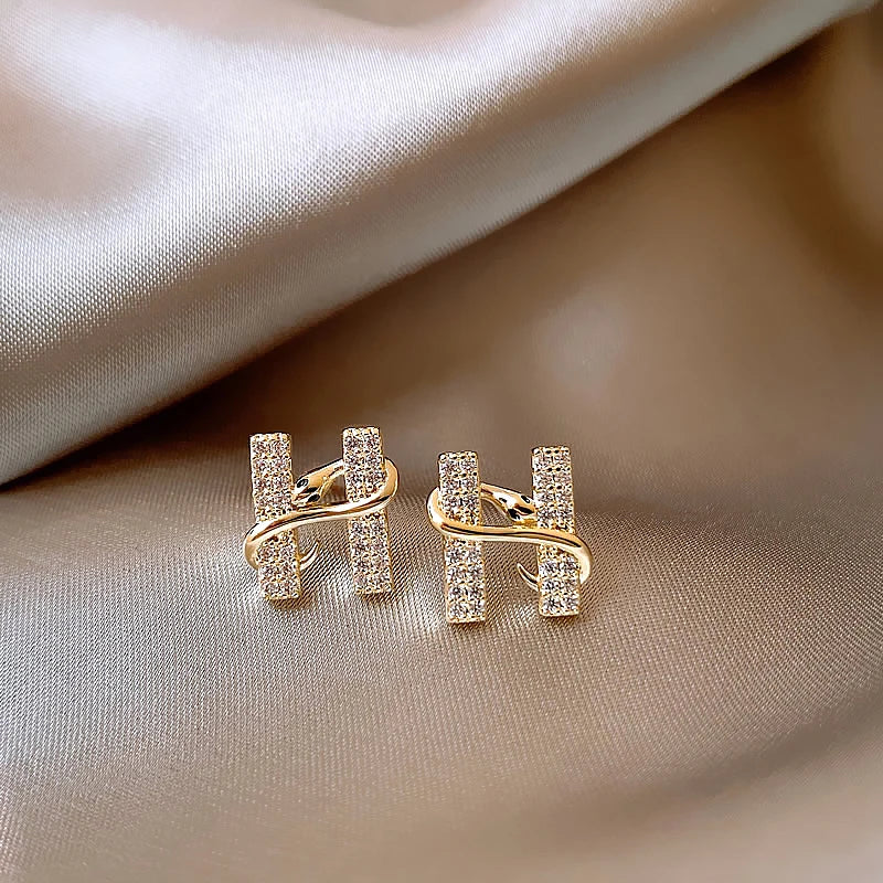 "Design Sense Gold Color Snake Wrapped Letters Stud Earrings"