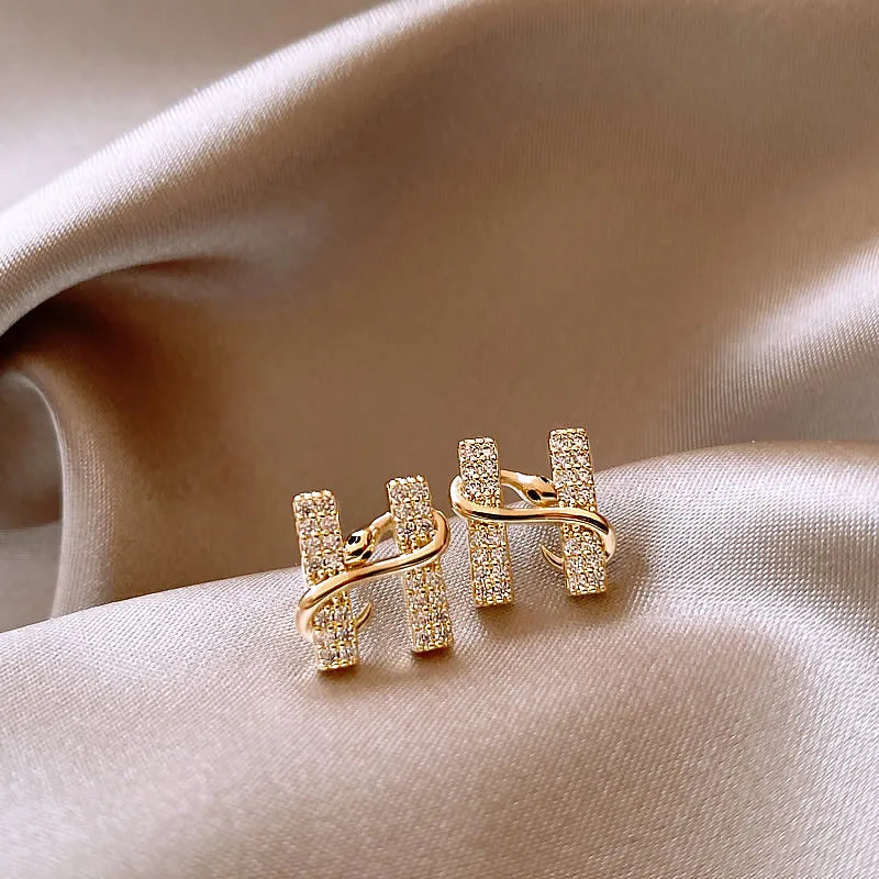"Design Sense Gold Color Snake Wrapped Letters Stud Earrings"